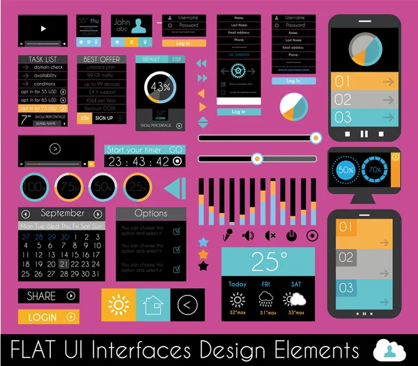 UI Flat Design Elements for Web, Infographics — Stock Vector