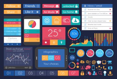 web, infographics için UI düz tasarım öğeleri