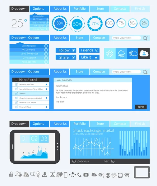 Elementos de design plano UI para Web, Infográficos — Vetor de Stock