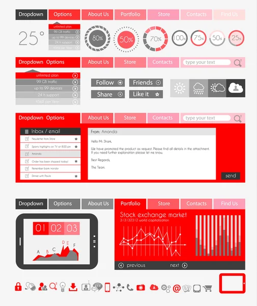 UI Elementi di design piatto per Web, Infografica — Vettoriale Stock