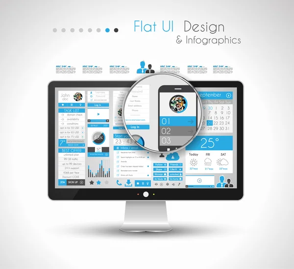 Infografische Design-Vorlage mit modernem flachen Stil — Stockvektor