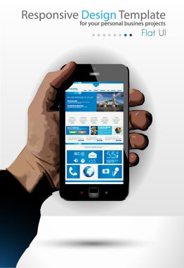 UI düz tasarım öğeleri modern smartphone içinde ına el