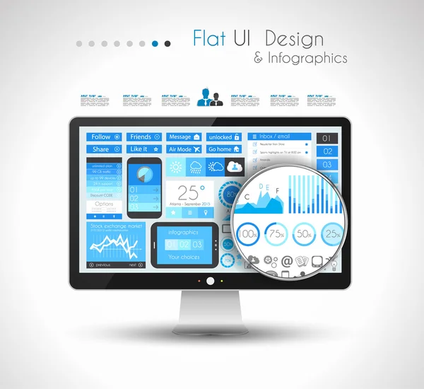 UI Flat Design Elements pour WUI Flat Design Elements pour le Web, Infographies — Image vectorielle