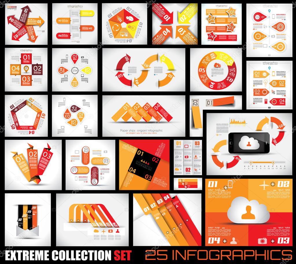 Extreme Collection of 25 quality Infographics background