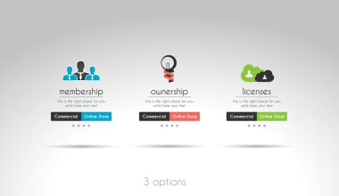 3 seçenekleri menüsüne modern web siteleri için