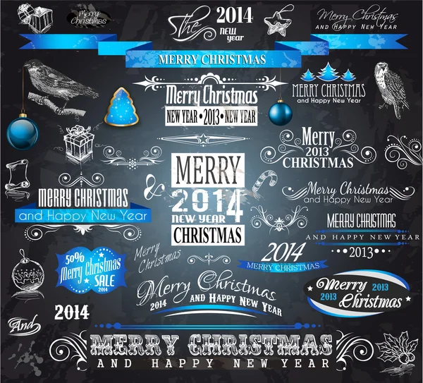 2014 Різдво Старовинні елементи дизайну друкарських машин : — стоковий вектор