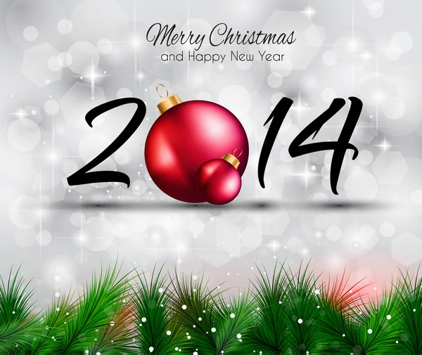 2014 Kerstmis en nieuwe stoomtram achtergrond — Stockvector