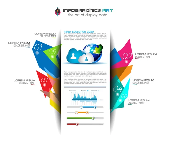 Modèle de conception infographique avec étiquettes en papier. — Image vectorielle