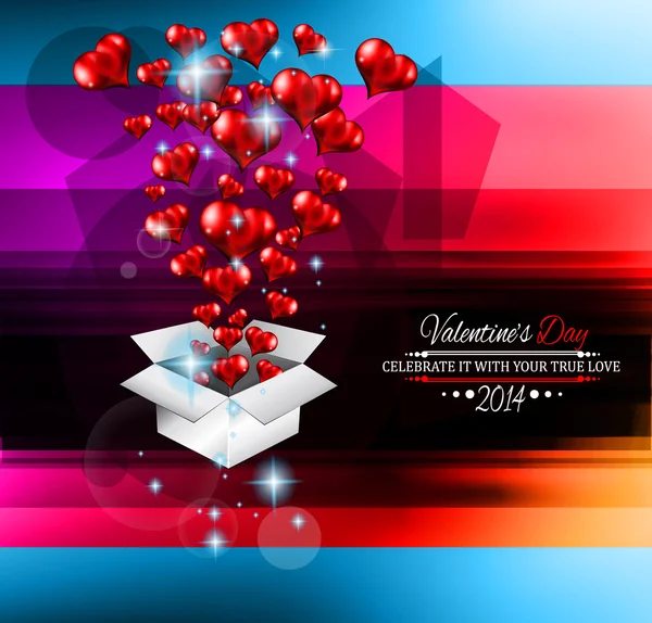 Aftelkalender voor Valentijnsdag sjabloon met verbluffende harten — Stockvector