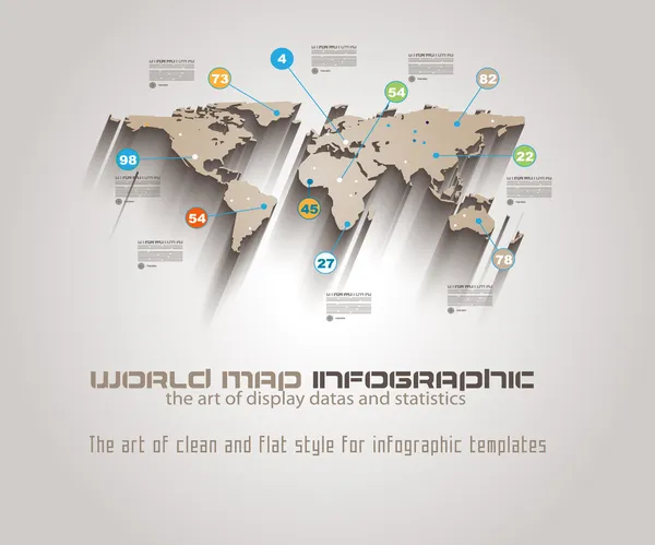 Modelo infográfico mapa do mundo — Vetor de Stock