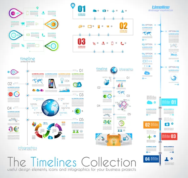 Timeline Modello di design infografico con tag cartacei . — Vettoriale Stock