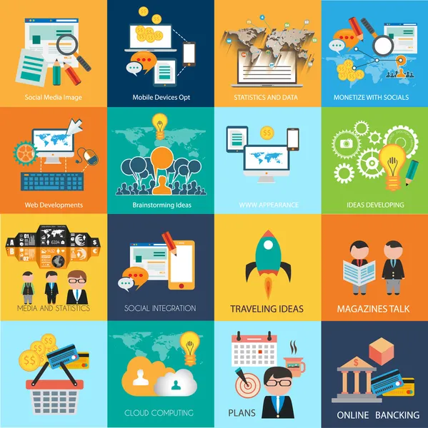 düz stil diyagramı, Infographic ve UI simgeleri