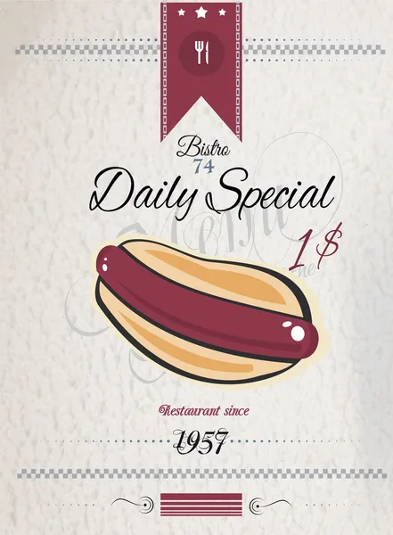 Plantilla de póster Vintage HOT DOG para bistro — Vector de stock