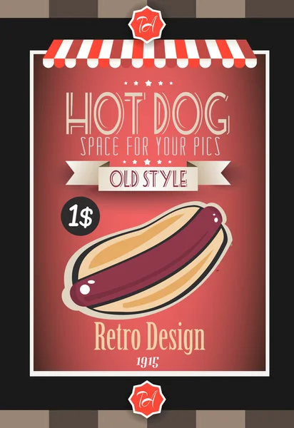 Vintage hot dog plakát šablona pro bistro — Stockový vektor