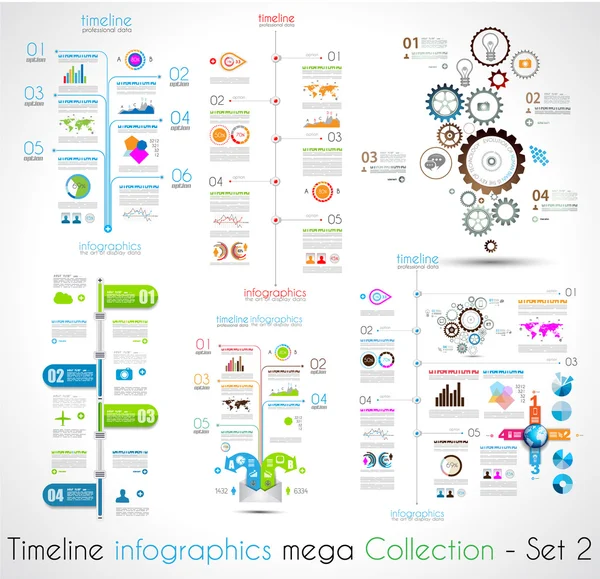 Línea de tiempo Plantillas de diseño infográfico Set 2 . — Vector de stock