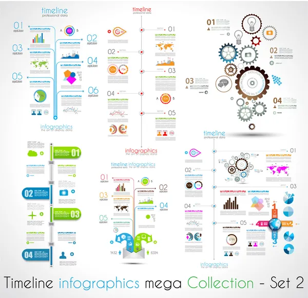 Línea de tiempo Plantillas de diseño infográfico Set 2 . Gráficos Vectoriales