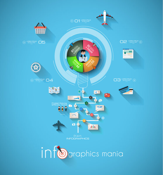 Инфографический шаблон с бумажными тегами.
