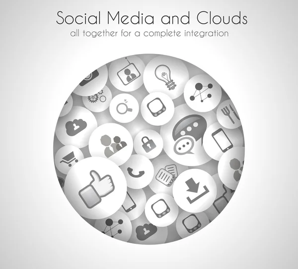 Social Media et Cloud concept arrière-plan — Image vectorielle