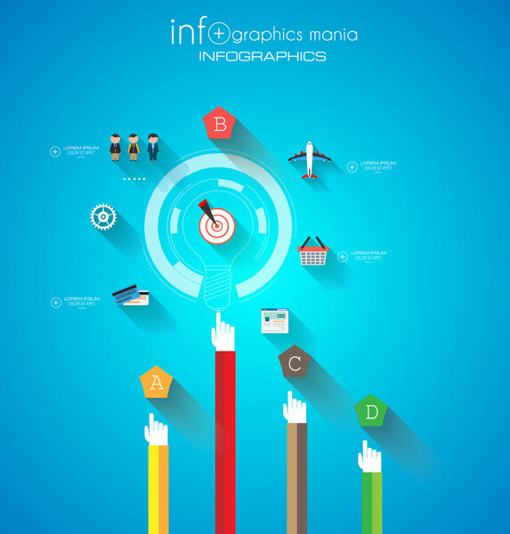 Инфографика концепции плоского интерфейса

