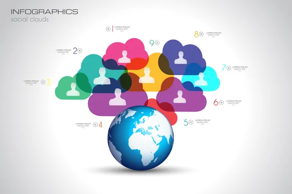 Nube Globales concepto infográfico fondo — Archivo Imágenes Vectoriales