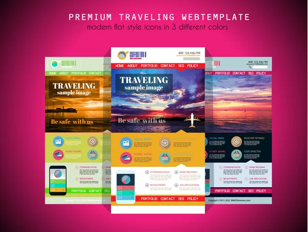 Reizen website plat ui ontwerpsjabloon — Stockvector