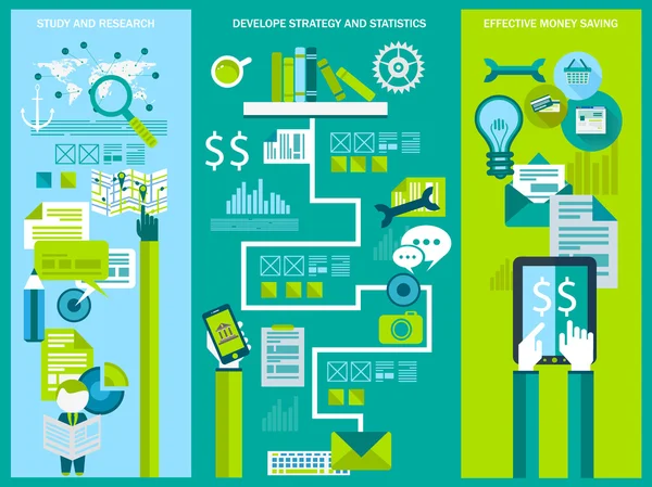 Icônes de style plat UI pour les entreprises — Image vectorielle