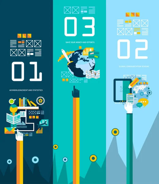 Icônes d'interface utilisateur de style plat pour infographies — Image vectorielle