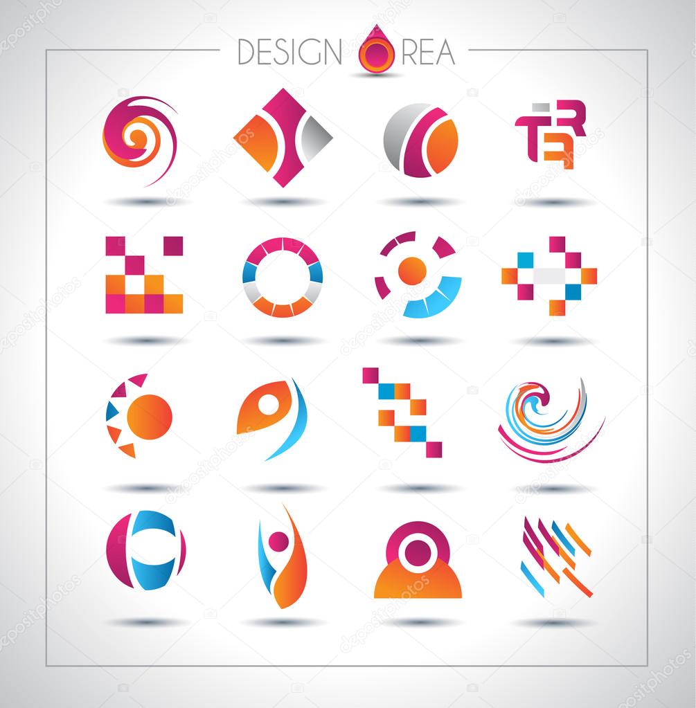 Set of design elements for your project. Mixed abstract shapes with shadows
