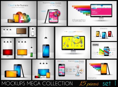 telefonu, pc ve tablet örnekler ile infographics topluluğu.