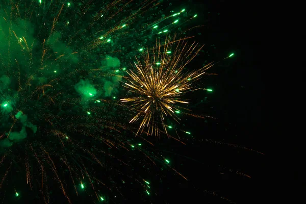 Happy New Year Fireworks Night City Ceske Budejovice Shiny Glitter — стоковое фото