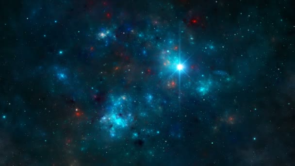 Space Background Flying Blue Nebula Stars Field Digital Animation Rendering — ストック動画