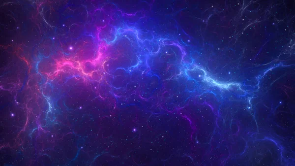 Space Background Colorful Fractal Nebula Purple Blue Color Star Field — Stock Photo, Image