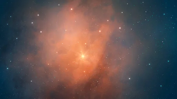 Vesmírné Pozadí Barevná Oranžová Modrá Mlhovina Hvězdným Polem Vykreslování Digitální — Stock fotografie