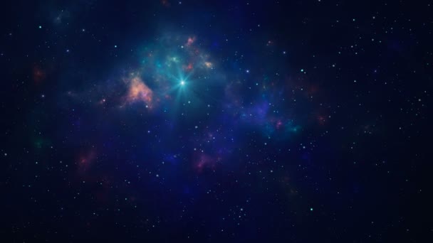 宇宙背景 星のフィールドでカラフルな星雲を飛んでいます デジタルアニメーション 3Dレンダリング — ストック動画