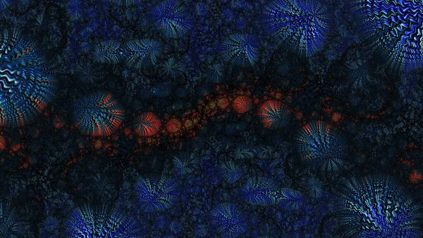 Red Wave Line Blue Abstract Fractal Background Modern Futuristic Backdrop — Fotografia de Stock