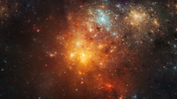 Space Background Flying Orange Gold Nebula Stars Field Digital Animation — 图库视频影像