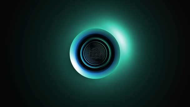 Abstract Fractal Rotating Zooming Circle Design Element Blue Green Color — Stockvideo