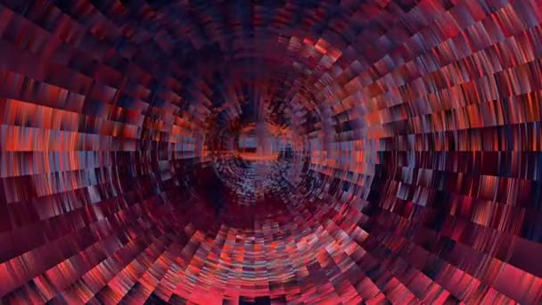 抽象的なテクスチャの赤いトンネルの背景を移動します 3Dレンダリングアニメーション — ストック動画