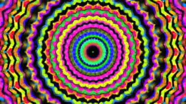 Soyut renkli kaleydoskop daire arka planı. Hipnoz, mandala 3 boyutlu animasyon