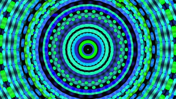 Abstrakcyjne Niebiesko Zielone Tło Kalejdoskopu Hipnotyczna Mandala Animacja — Wideo stockowe