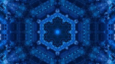 Mavi fraktal koridordan geç. Modern yaratıcı soyut arkaplan