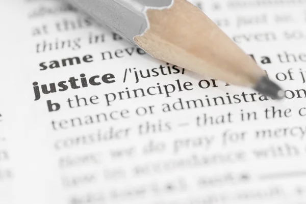 Macro Dictionary Word: Justice. — Stock Photo, Image