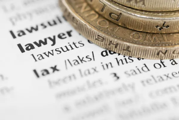 Definition of Lawyer and Pound Coins. — Stock Photo, Image