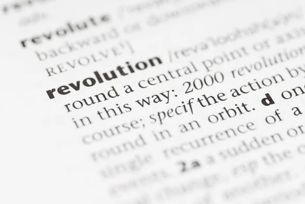 Makro slovníku slovo: revoluční. — Stock fotografie