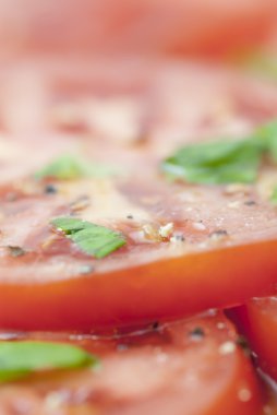 Sliced Tomato, Basil & Seasoning. clipart