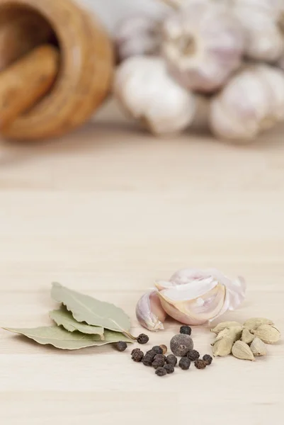 Garlic and Spices — Stock Photo, Image