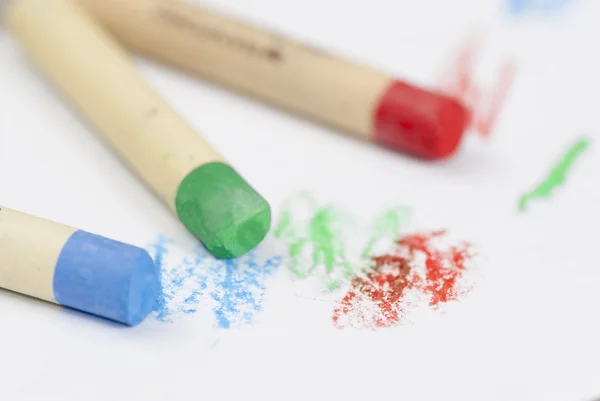 Drawing with Coloured Crayons. — Stock Photo, Image