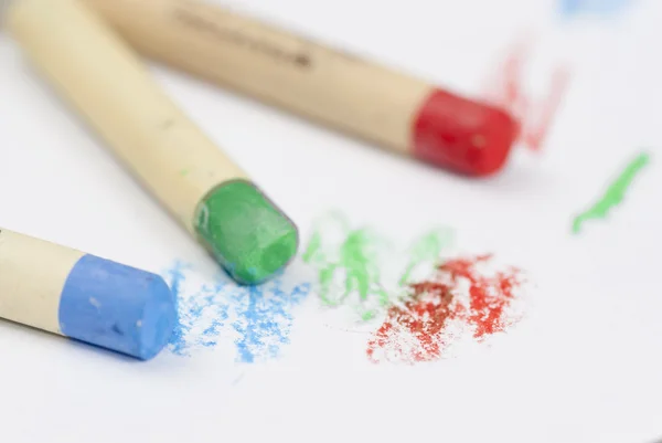 Drawing with Coloured Crayons. — Stock Photo, Image