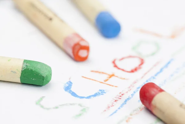 School Writted With Coloured Crayons. — Stock Photo, Image