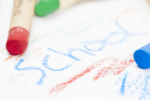 School Writted With Coloured Crayons. Stock Photo